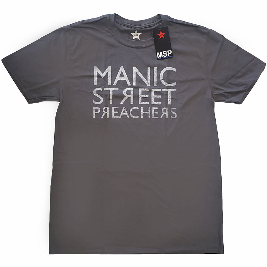 Manic Street Preachers tričko, Reversed Logo Charcoal Grey, pánské, velikost M