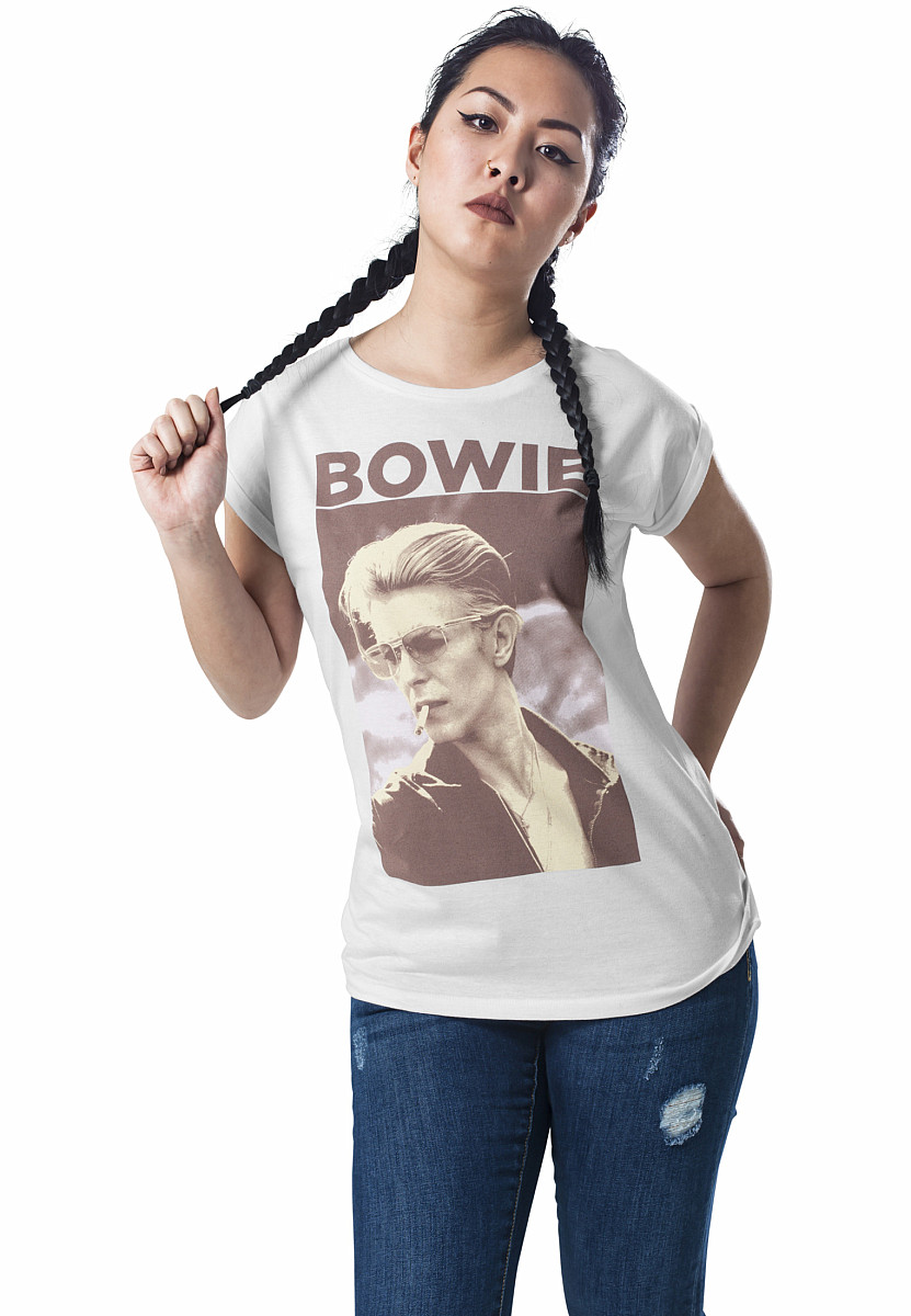 David Bowie tričko, David Smoking Girly White, dámské, velikost L