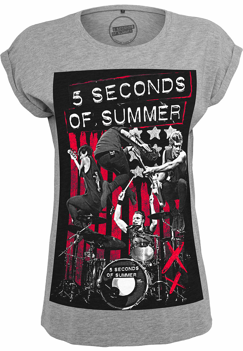 5 Seconds of Summer tričko, 5SOS Longprint Girly Grey, dámské, velikost M