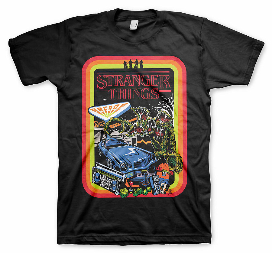 Stranger Things tričko, Retro Poster Black, pánské, velikost XXL