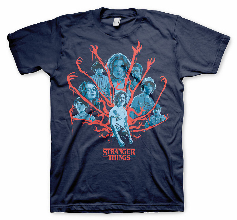 Stranger Things tričko, Stranger Things Characters Navy, pánské, velikost XXL