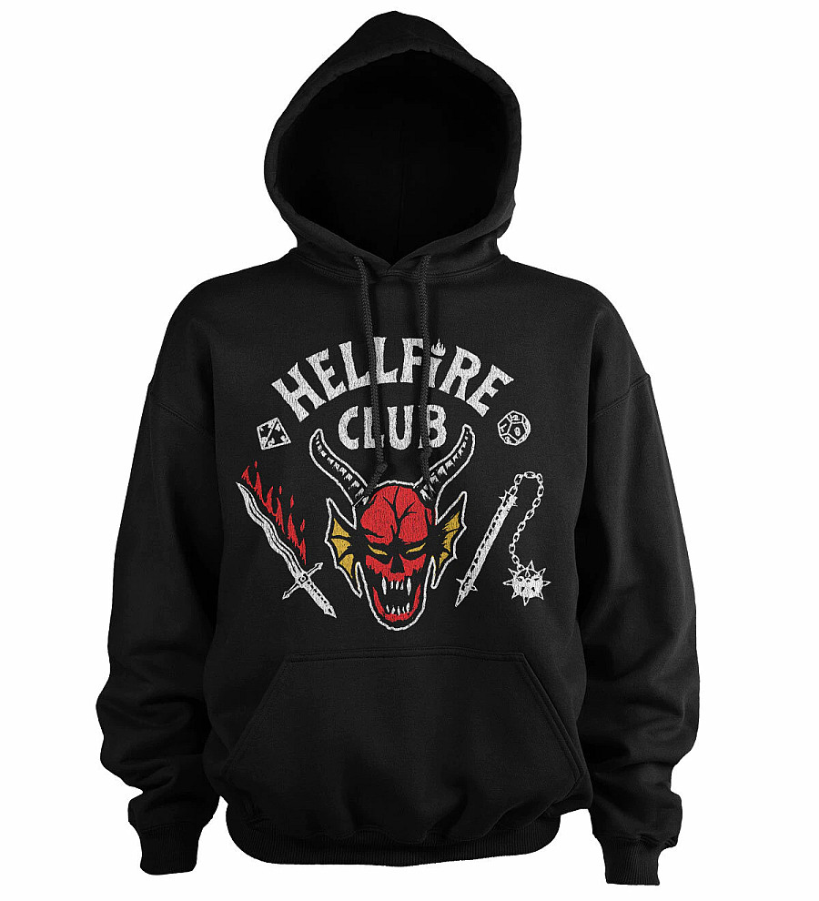 Stranger Things mikina s kapucí, Hellfire Club Black, pánská, velikost XL