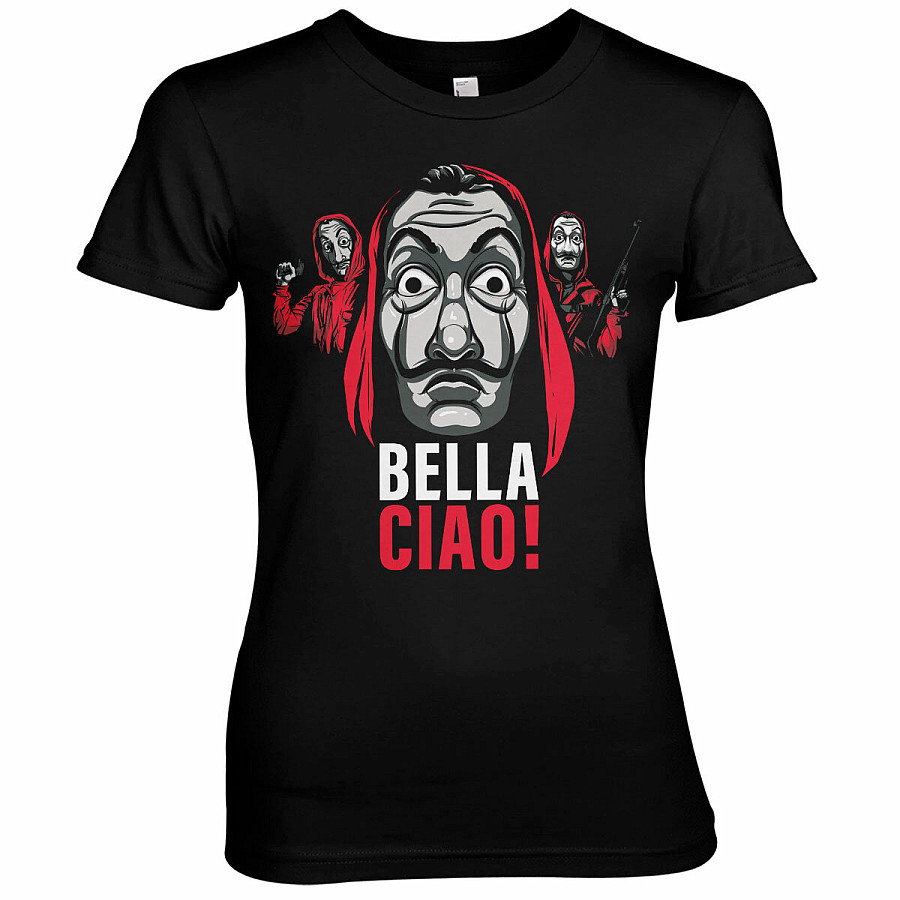 La Casa De Papel tričko, Bella Ciao! Girly Black, dámské, velikost M
