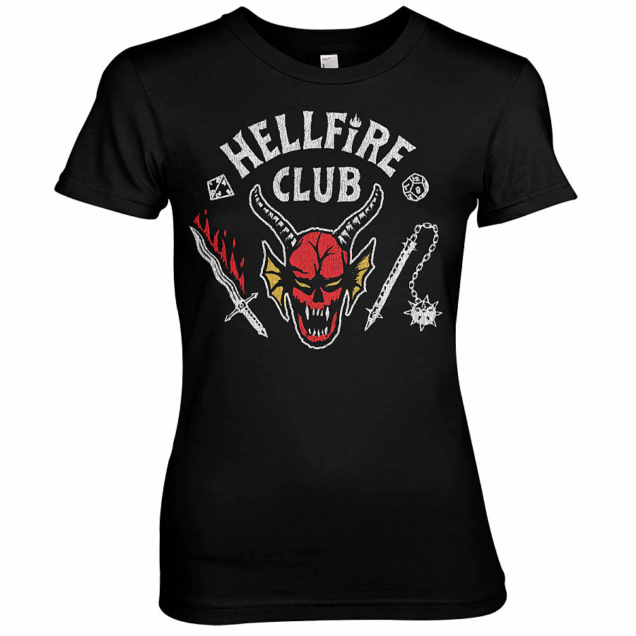 Stranger Things tričko, Hellfire Club Girly Black, dámské, velikost S