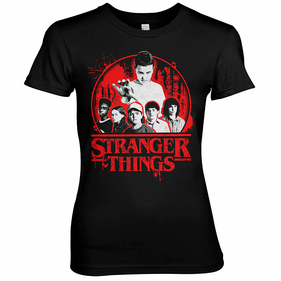 Stranger Things tričko, Stranger Things Distressed Girly Black, dámské, velikost S