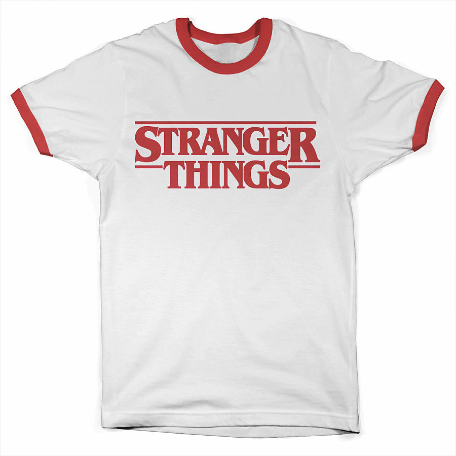 Stranger Things tričko, Logo Ringer White, pánské, velikost XXL