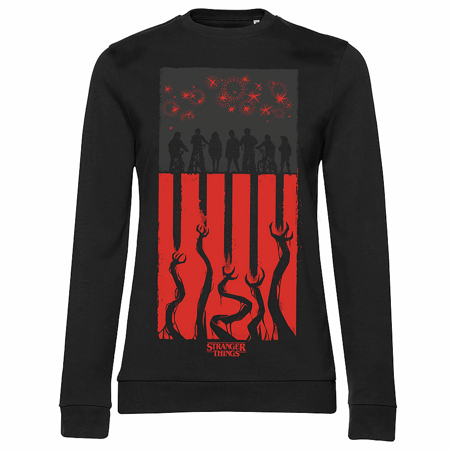 Stranger Things mikina, Flag Girly Sweatshirt Black, dámská, velikost L