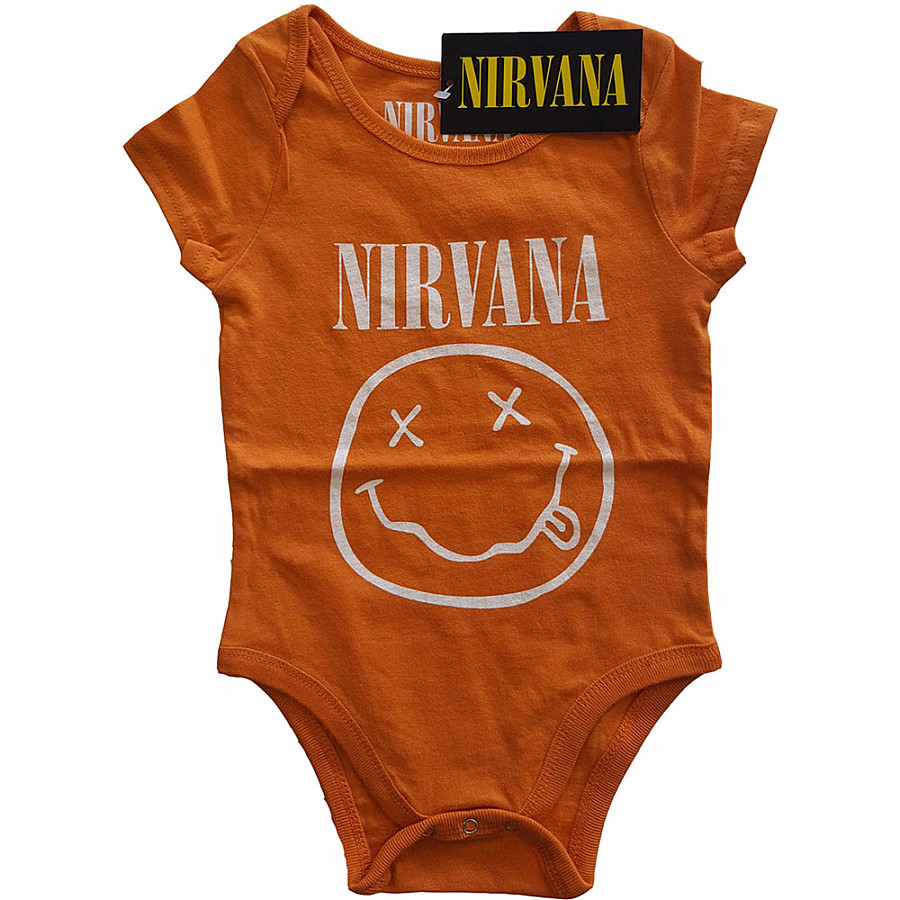 Nirvana kojenecké body tričko, White Smiley Orange, dětské, velikost XXXL velikost XXXL (24 měsíců)