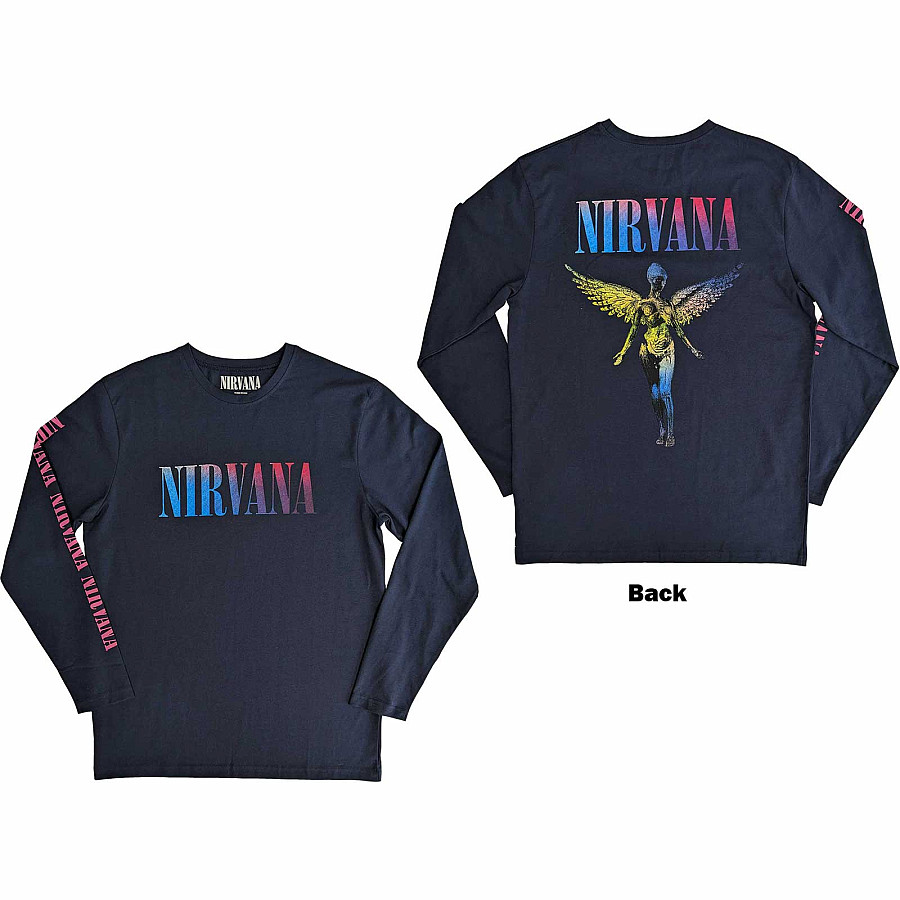 Nirvana tričko dlouhý rukáv, Angelic Gradient BP Navy Blue, pánské, velikost S