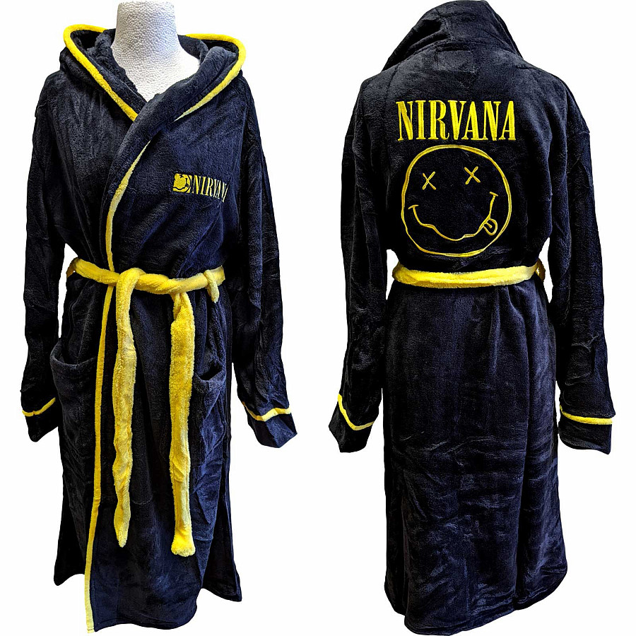 Nirvana župan, Yellow Smiley Black, unisex, velikost XL