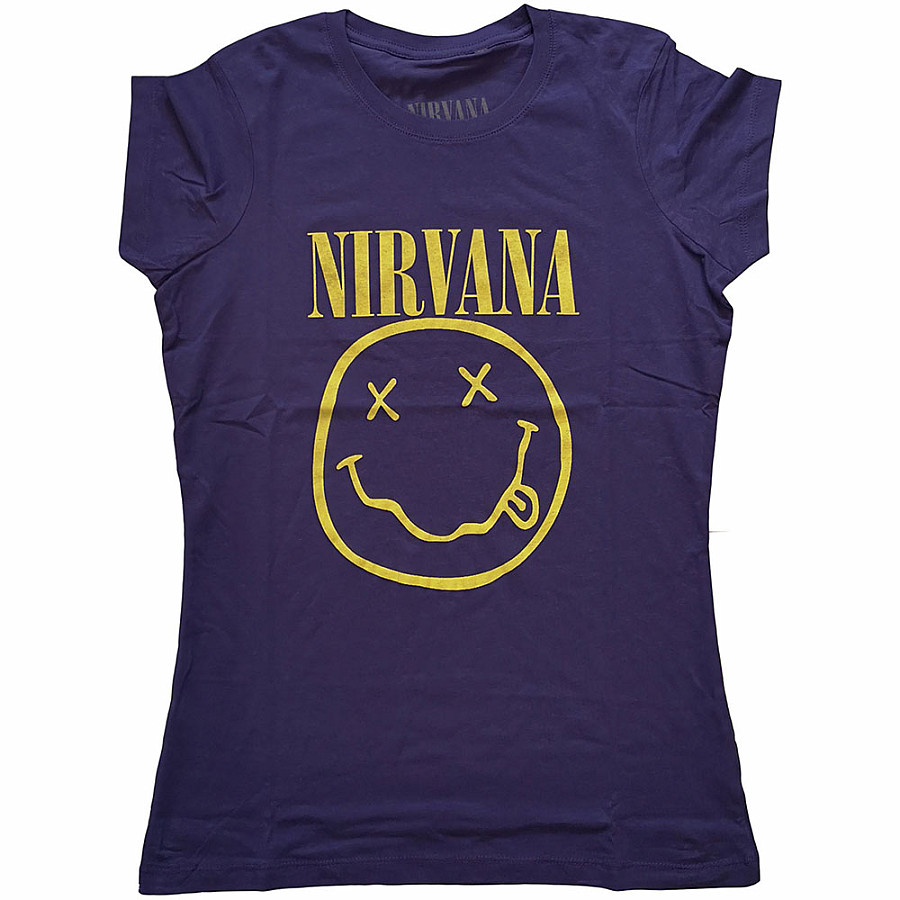 Nirvana tričko, Yellow Smiley Girly Purple, dámské, velikost L
