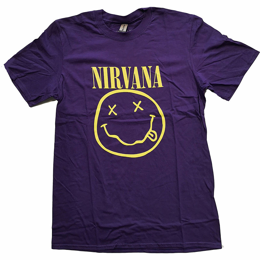 Nirvana tričko, Yellow Smiley Purple, pánské, velikost XXL