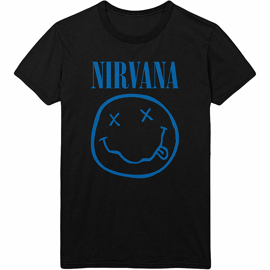 Nirvana tričko, Blue Smiley Black, pánské, velikost XXL