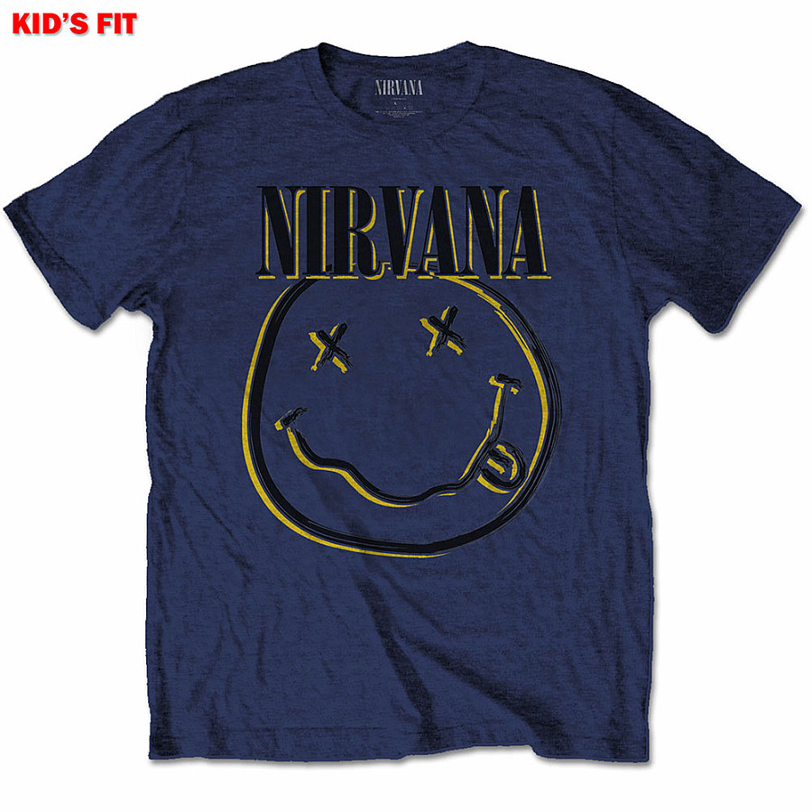 Nirvana tričko, Inverse Smiley Blue, dětské, velikost L velikost L věk (9-10 let)
