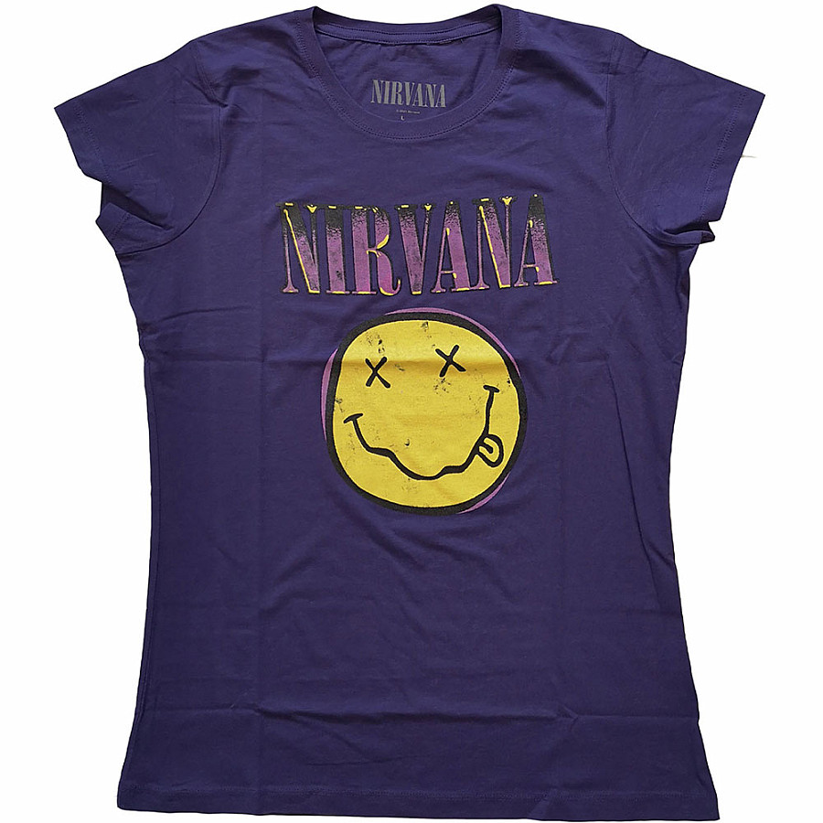 Nirvana tričko, Xerox Smiley Pink Girly Purple, dámské, velikost M