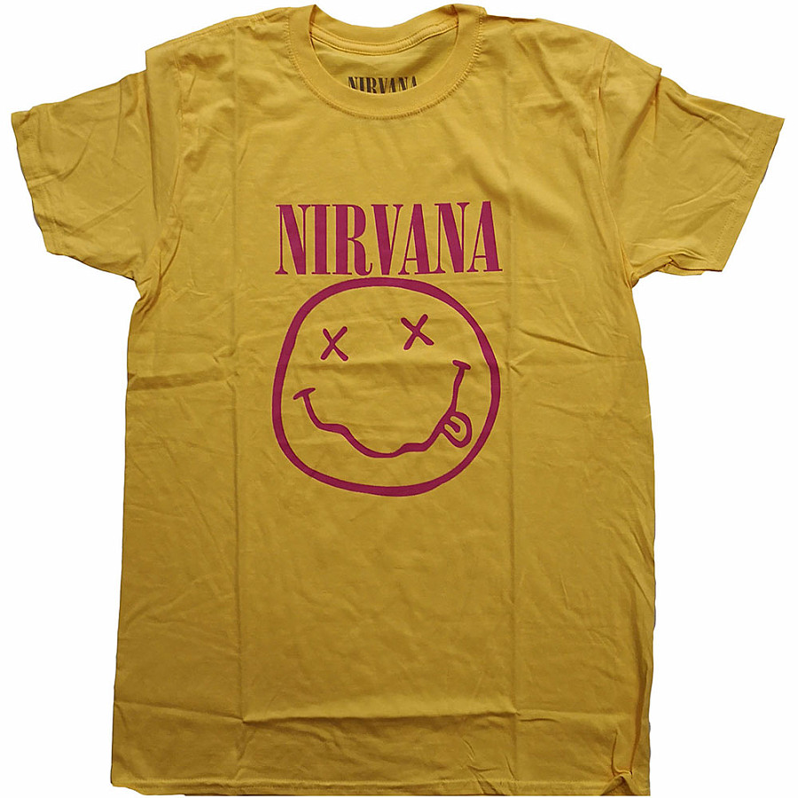 Nirvana tričko, Pink Smiley Yellow, pánské, velikost XXL