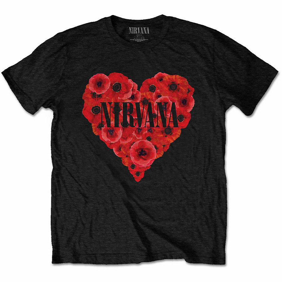Nirvana tričko, Poppy Heart Black, pánské, velikost XXL