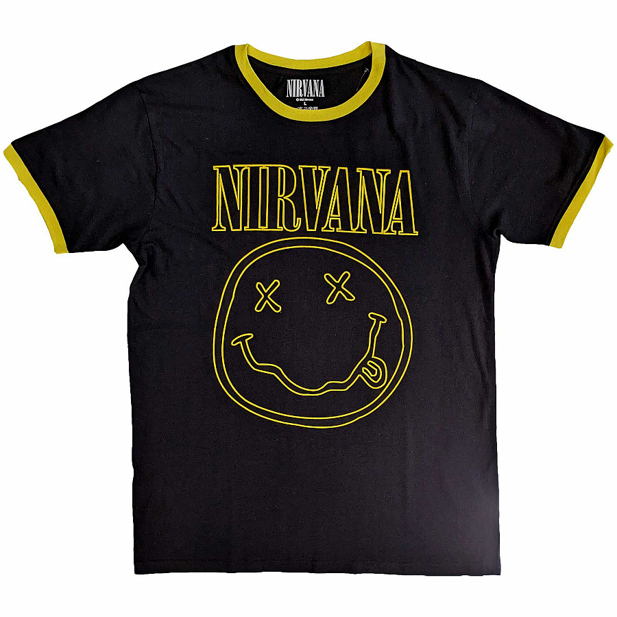 Nirvana tričko, Outline Happy Face ECO Black, pánské, velikost M