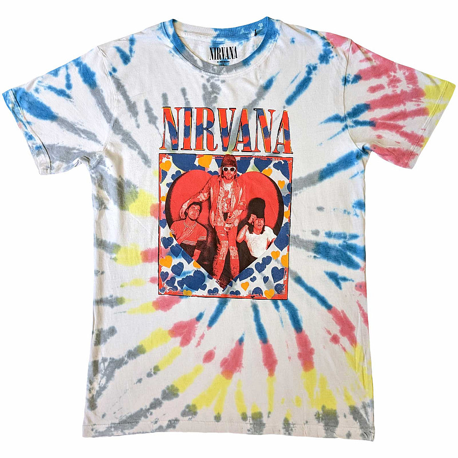 Nirvana tričko, Heart Dip Dye Wash White, pánské, velikost XL