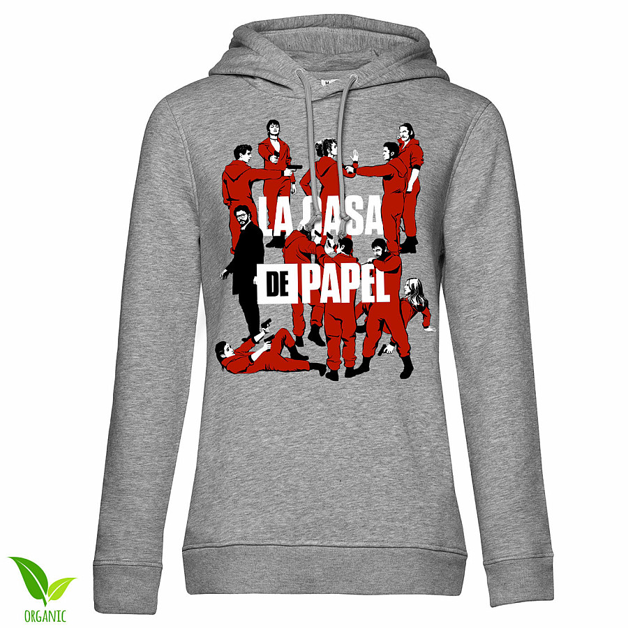 La Casa De Papel mikina, La Pandilla Hoodie Organic Girly Grey, dámská, velikost XXL