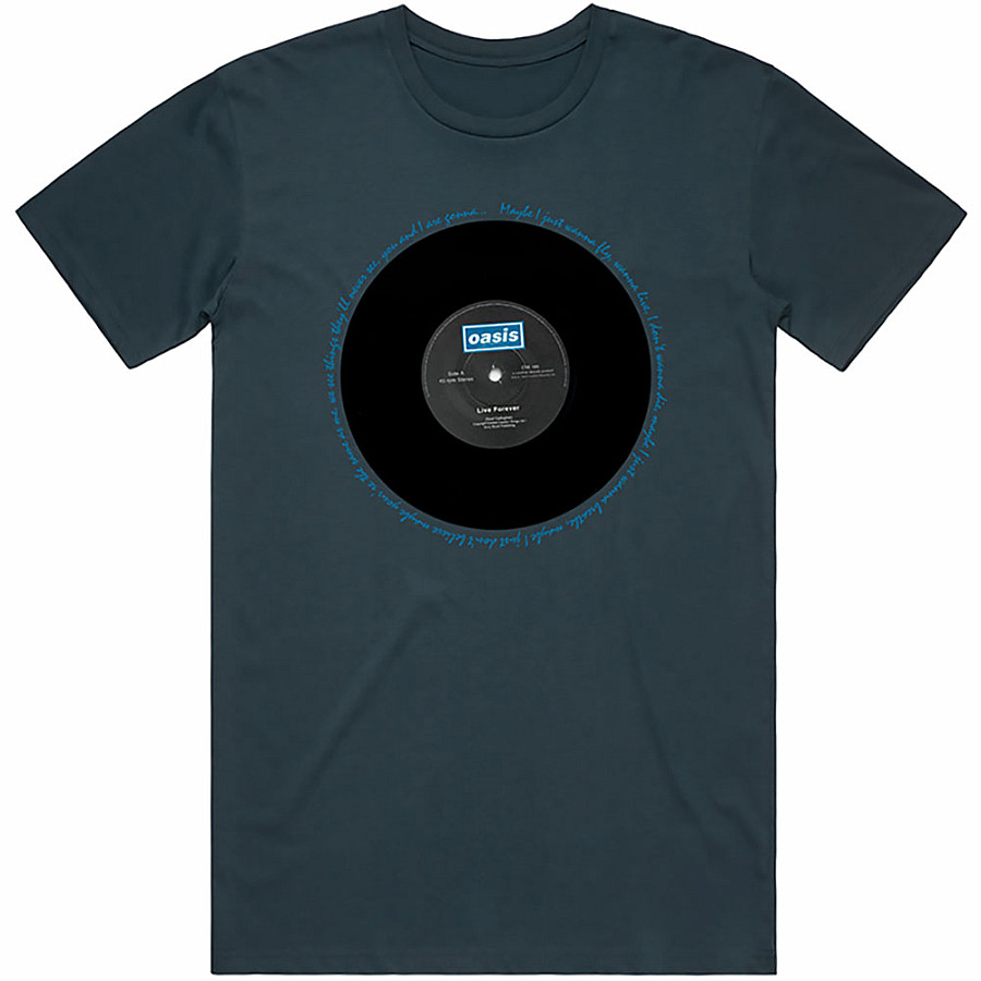 Oasis tričko, Live Forever Single Denim Blue, pánské, velikost XL