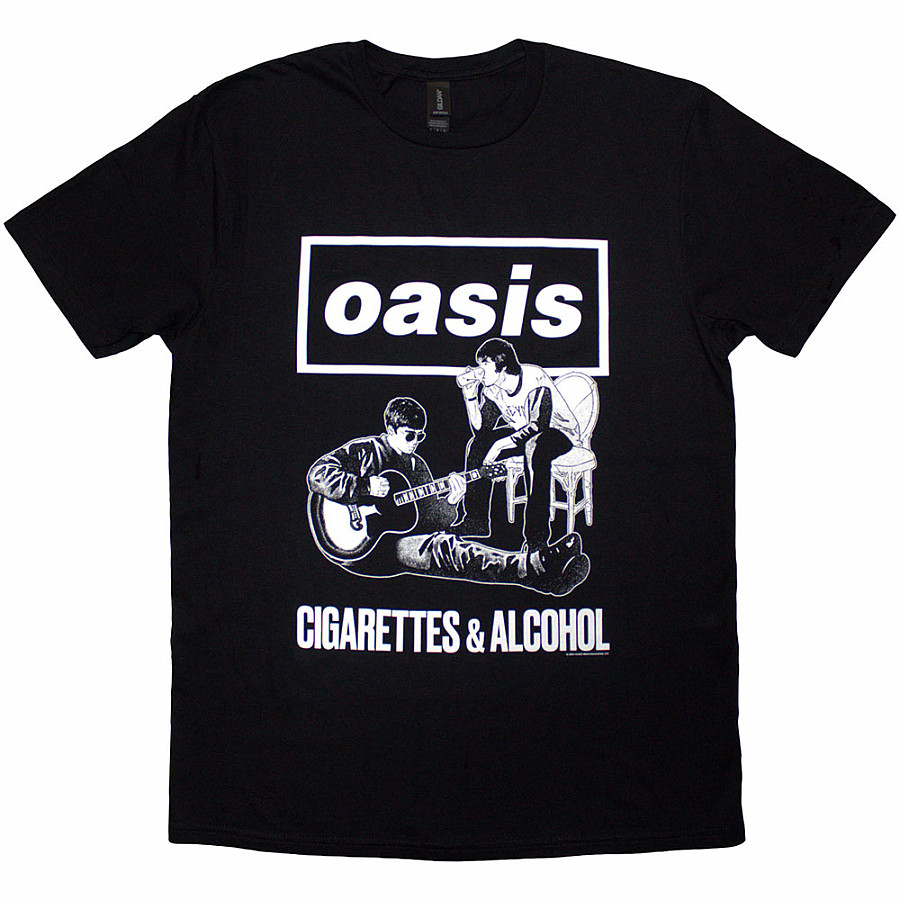 Oasis tričko, Cigarettes &amp; Alcohol Illustration Mono Black, pánské, velikost M