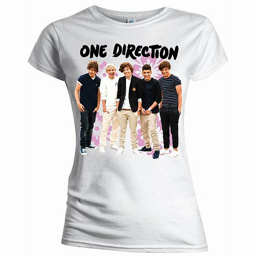One Direction tričko, Flowers Skinny White, dámské, velikost S