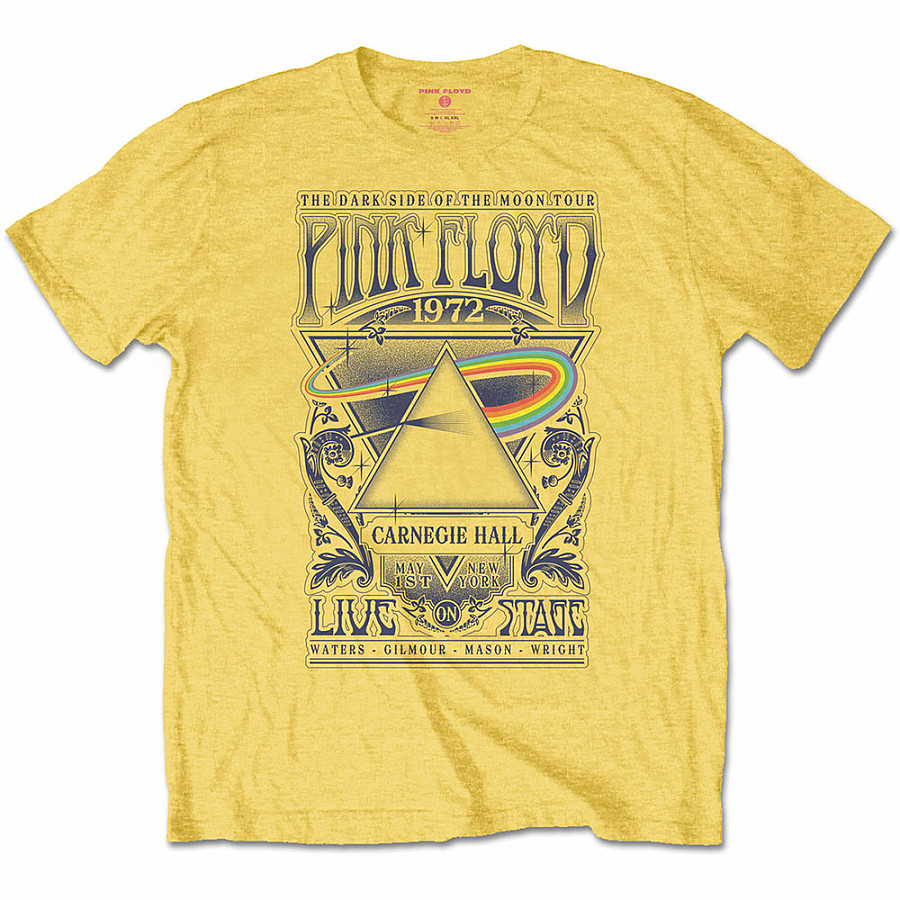 Pink Floyd tričko, Carnegie Hall Poster Yellow, pánské, velikost M