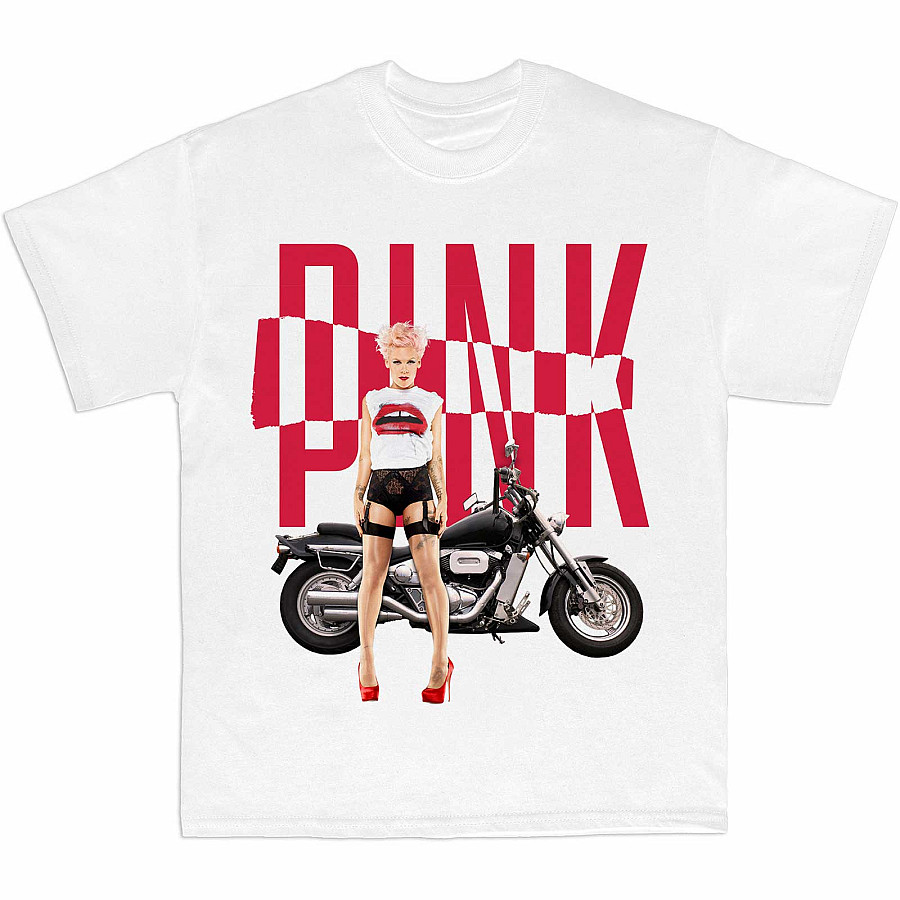 Pink tričko, Motorbike White, pánské, velikost L