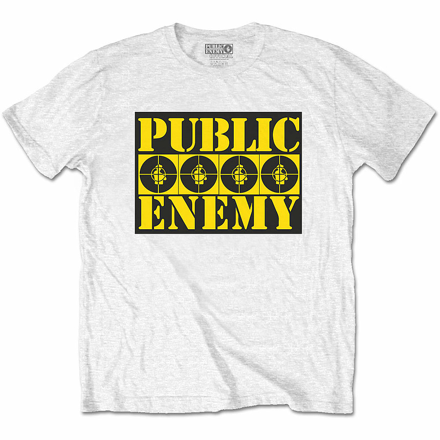 Public Enemy tričko, Four Logos White, pánské, velikost XL