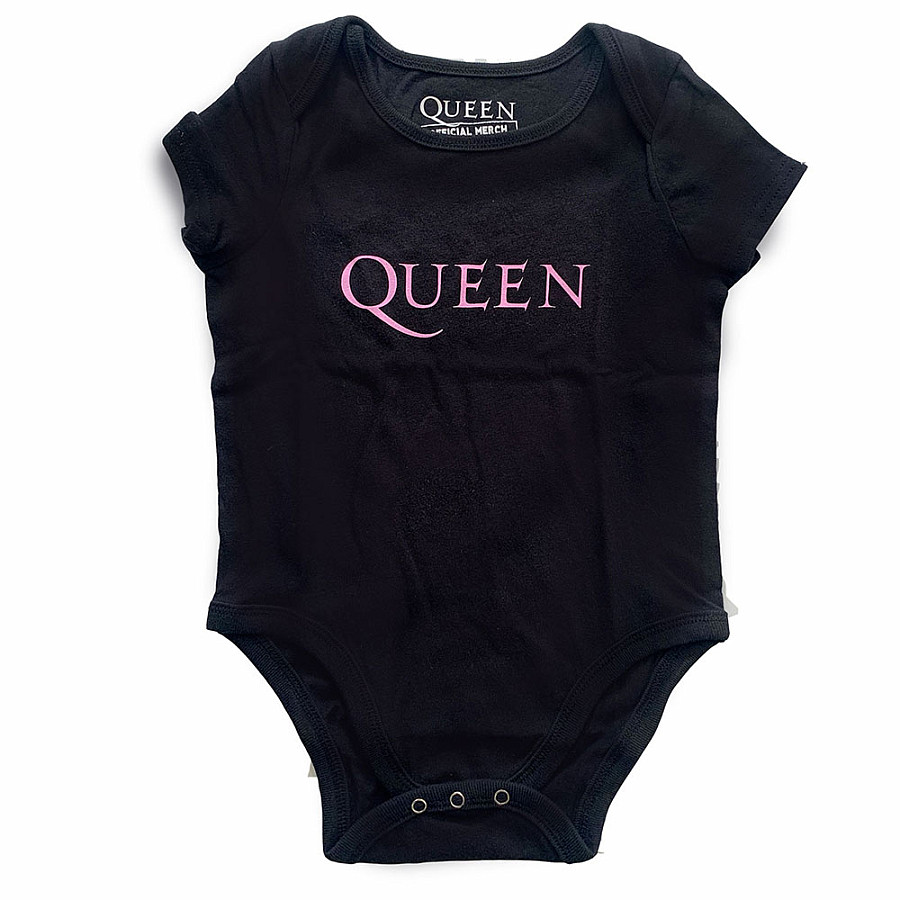 Queen kojenecké body tričko, Pink Logo Black, dětské, velikost S velikost S (0-3 měsíc)