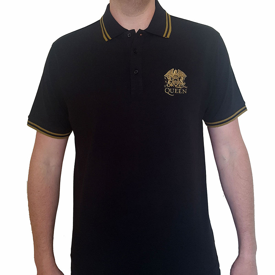 Queen tričko, Crest Logo Polo Black, pánské, velikost XL