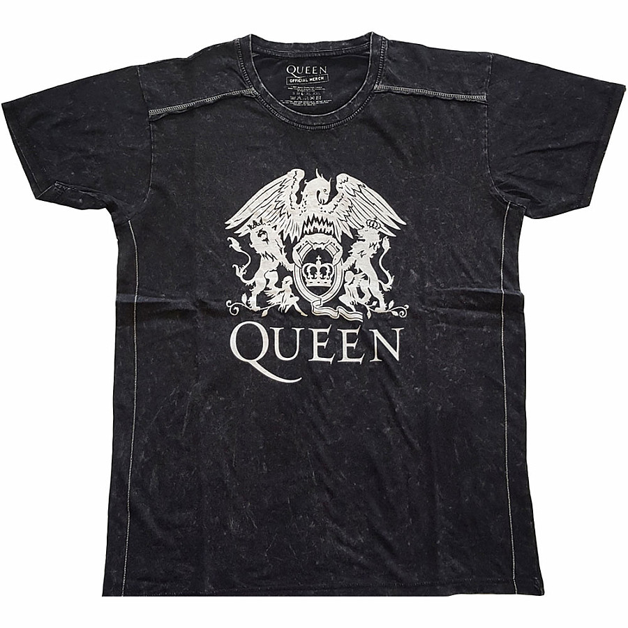 Queen tričko, Classic Crest Snow Washed Black, pánské, velikost S