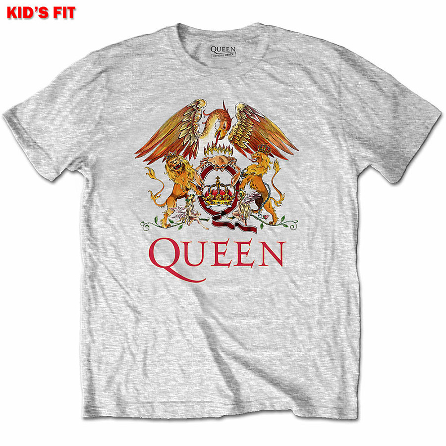 Queen tričko, Classic Crest Heather Grey, dětské, velikost XS dětská velikost XS (3-4 roky)