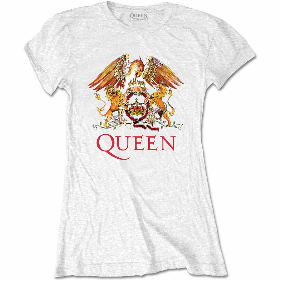 Queen tričko, Classic Crest White Girly, dámské, velikost XXL