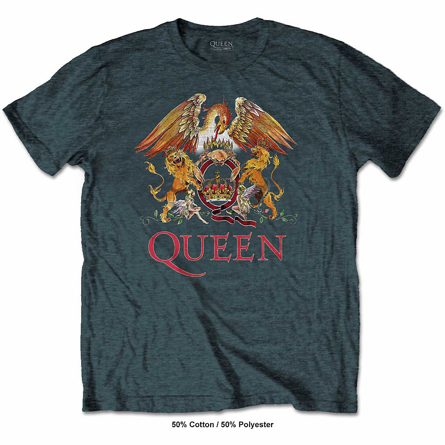 Queen tričko, Classic Crest Heather, pánské, velikost M