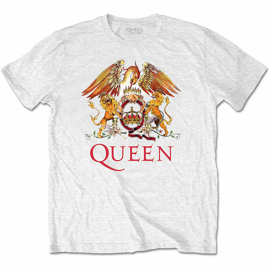 Queen tričko, Classic Crest White, pánské, velikost XL