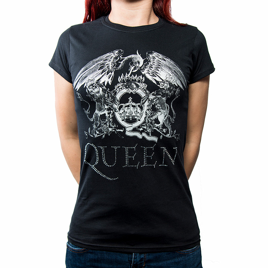 Queen tričko, Crest Logo Diamante, dámské, velikost S