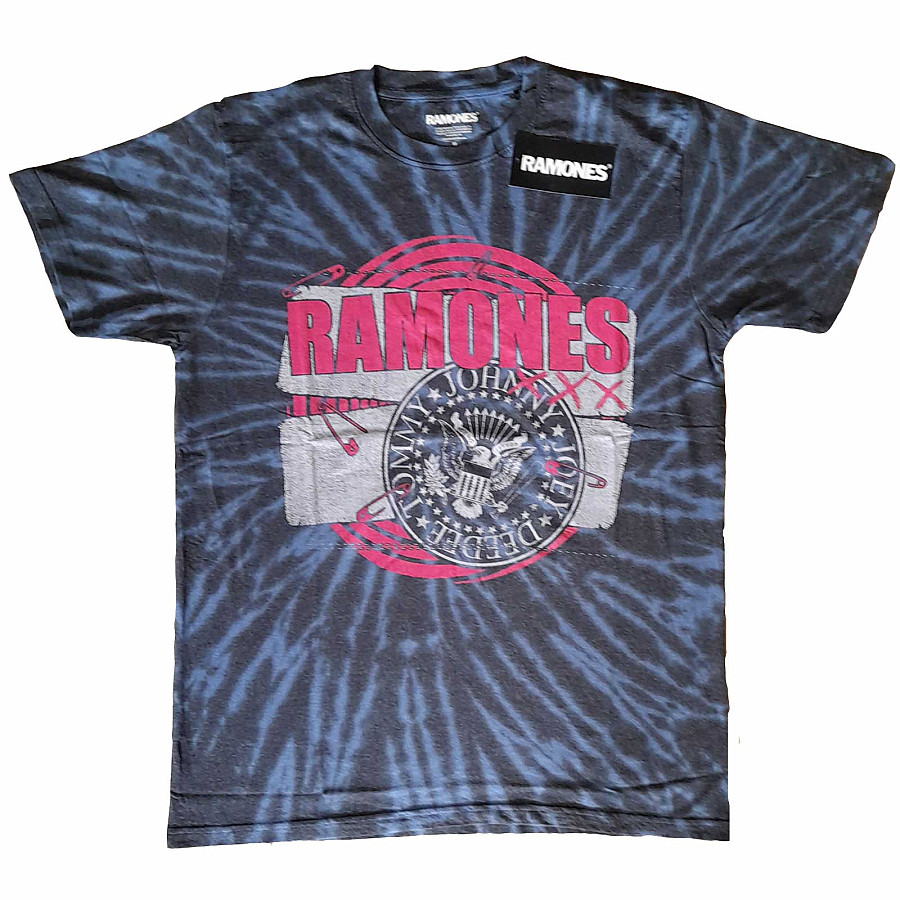 Ramones tričko, Punk Patch Dip Dye Wash Blue, pánské, velikost XL