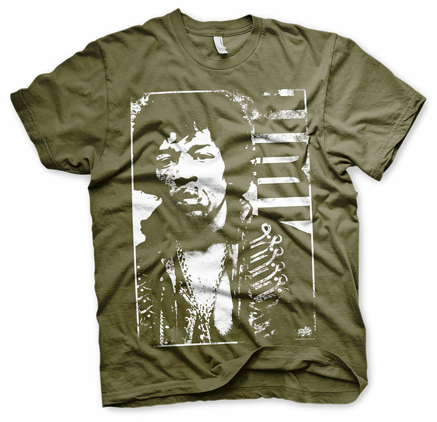 Jimi Hendrix tričko, JH Distressed Olive, pánské, velikost XXL