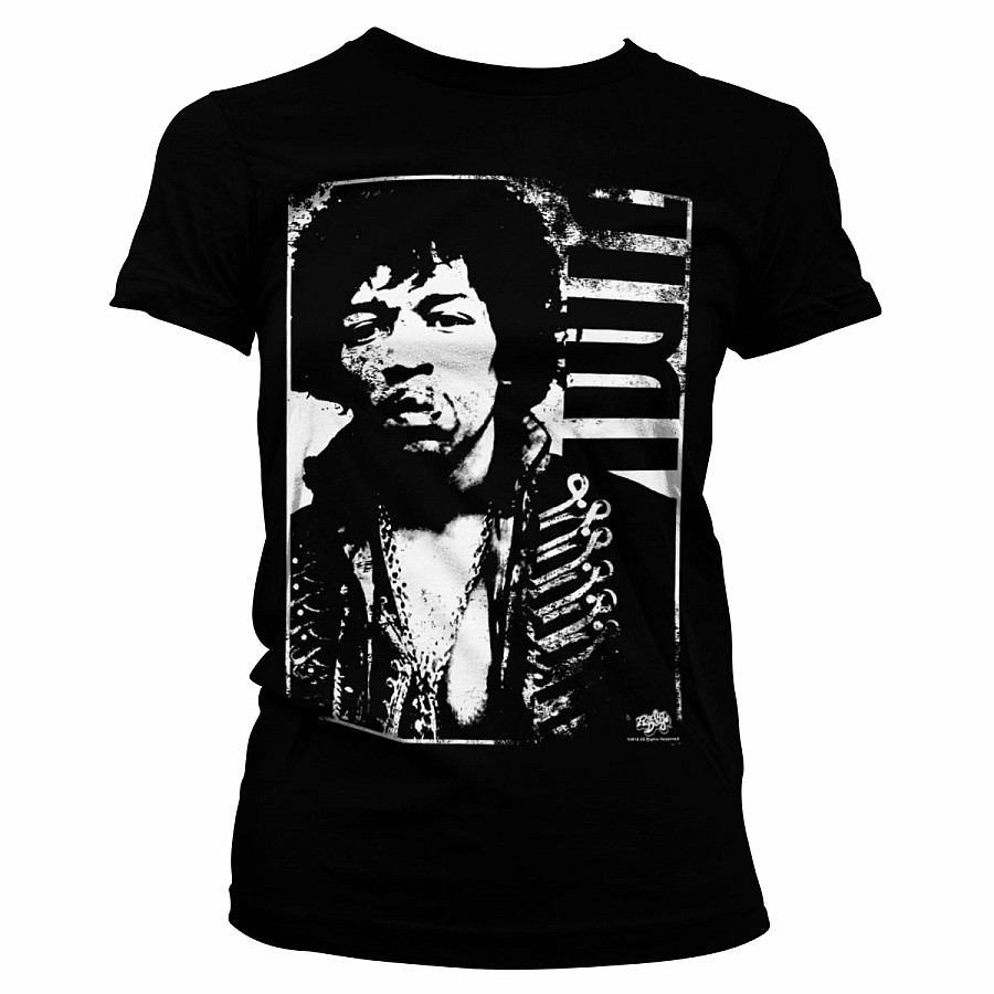 Jimi Hendrix tričko, Distressed Black, dámské, velikost S
