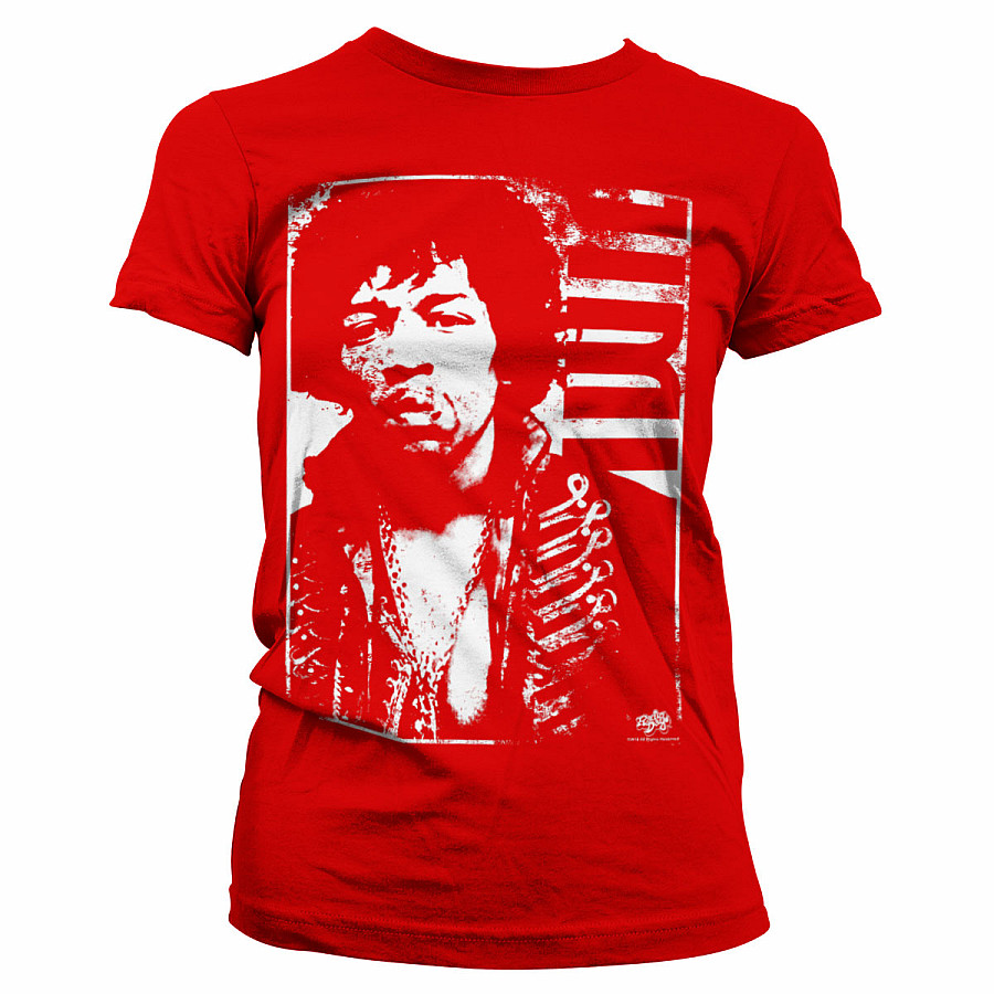 Jimi Hendrix tričko, Distressed Red, dámské, velikost S