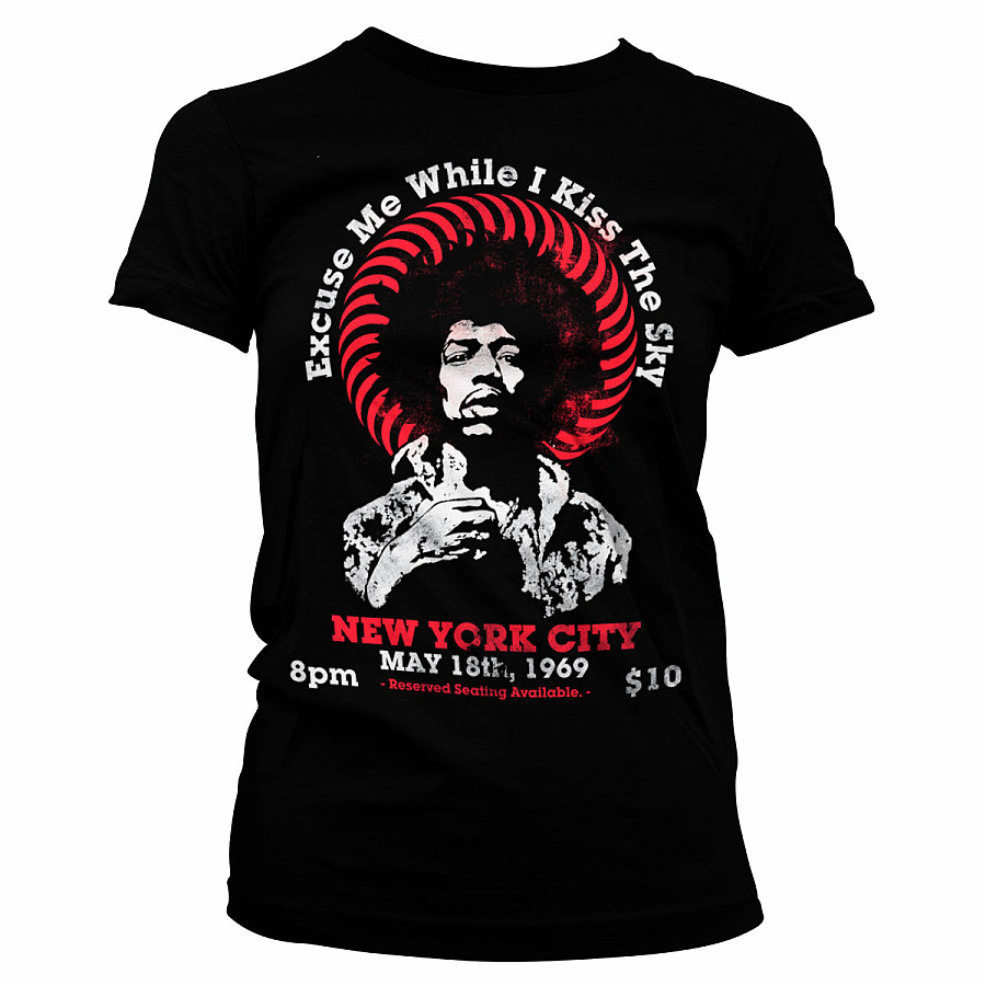 Jimi Hendrix tričko, Live In NYC / Excuse Me While I Kiss Black, dámské, velikost XXL