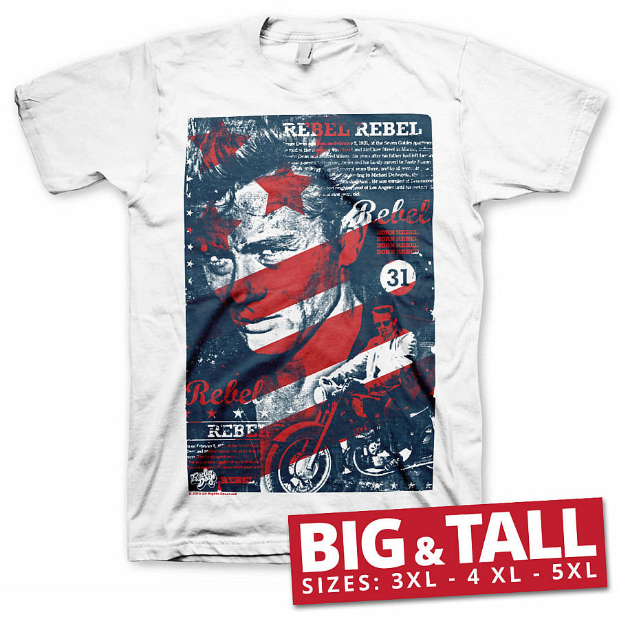 James Dean tričko, Washed Poster Big &amp; Tall, pánské, velikost 4XL
