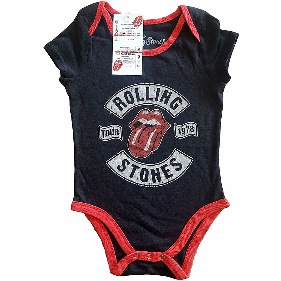 Rolling Stones kojenecké body tričko, US Tour 1978 Red, dětské, velikost L velikost L (6-9 měsíc)