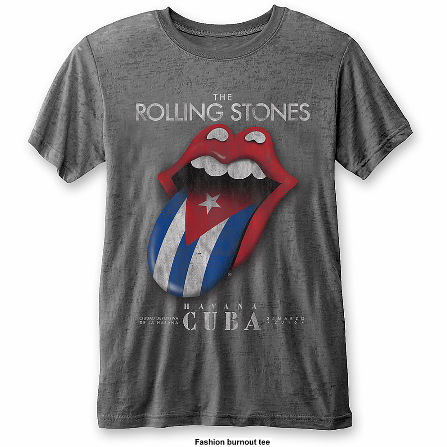 Rolling Stones tričko, Havana Cuba Burn Out Grey, pánské, velikost XL