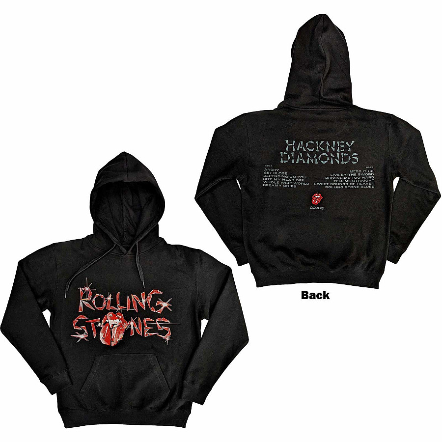 Rolling Stones mikina, Hackney Diamonds Glass Logo BP Black, pánská, velikost XXL