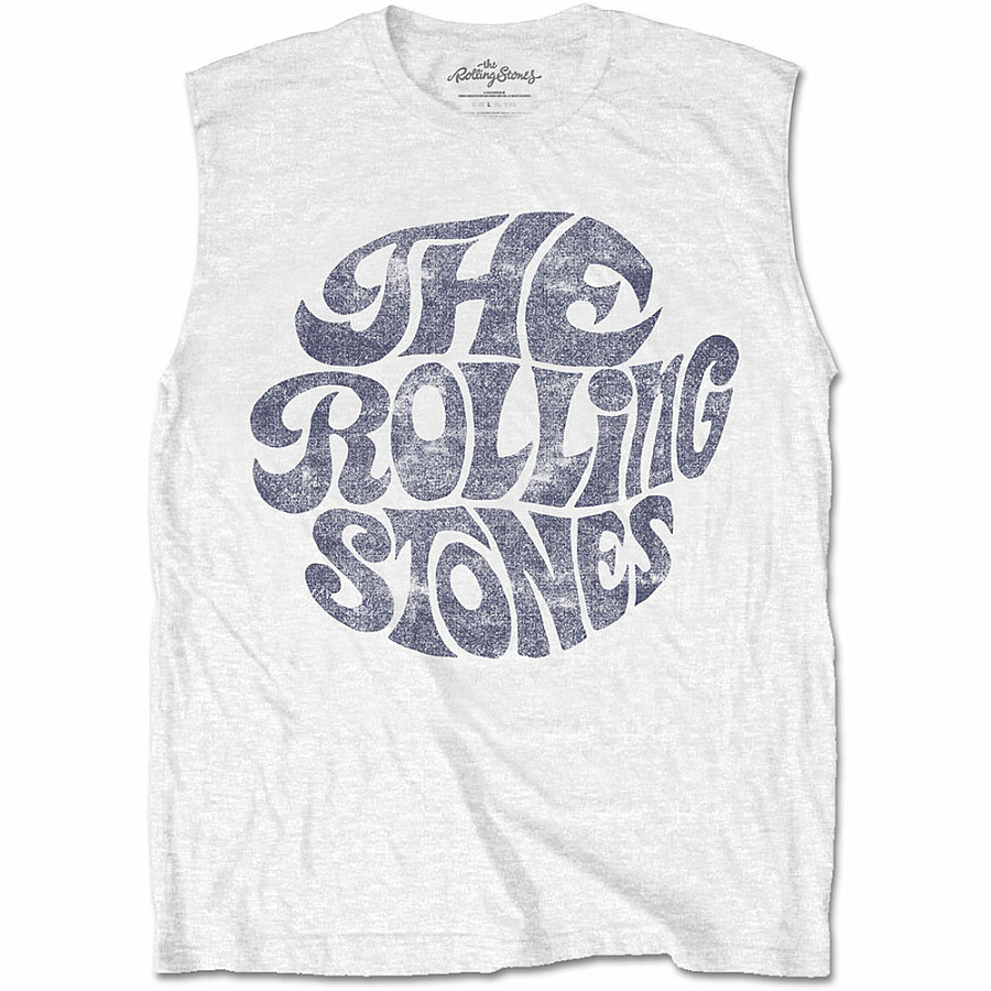 Rolling Stones tričko bez rukávů, Vintage 70s Logo White, pánské, velikost L