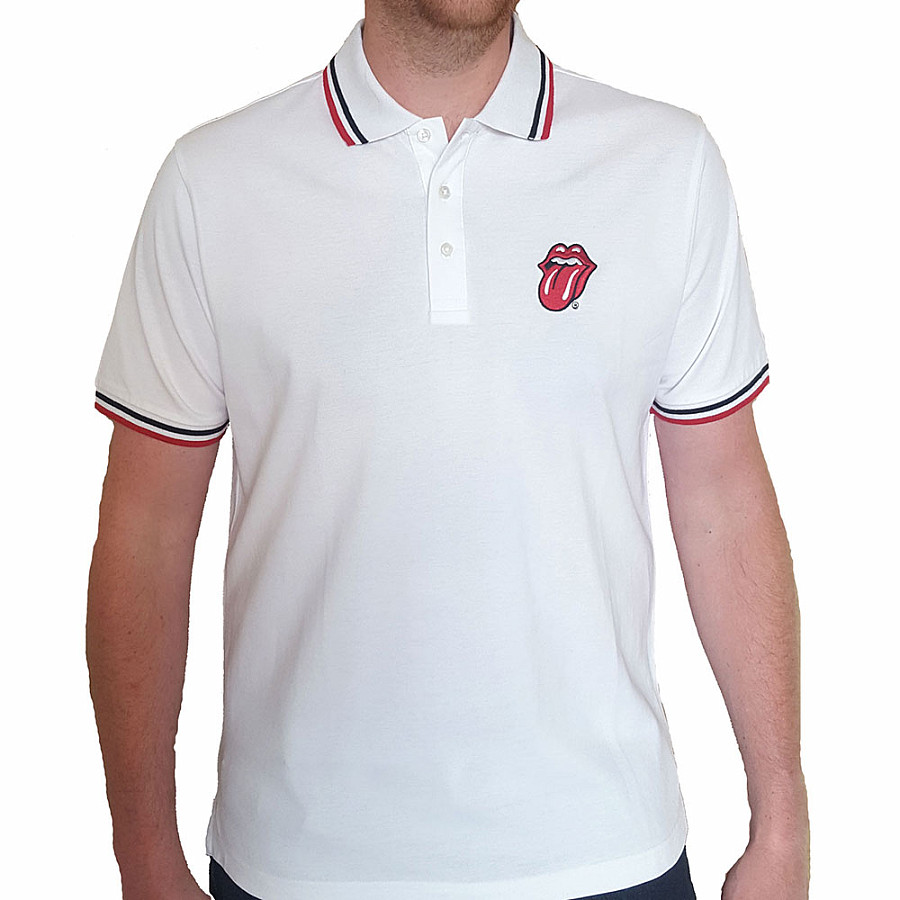 Rolling Stones tričko, Classic Tongue Polo White, pánské, velikost XL