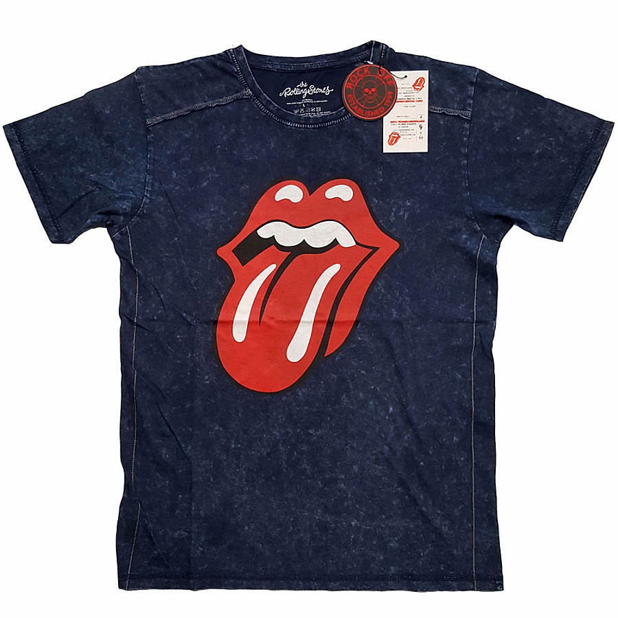 Rolling Stones tričko, Classic Tongue Snow Washed Blue, pánské, velikost M